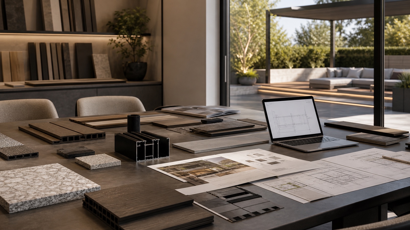Studio projektowe Modurra z próbkami materiałów dla partnerów B2B